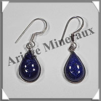 LAPIS LAZULI - Boucles d'Oreilles Argent - Goutte - Hameon - 15x10 mm - W011