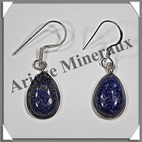 LAPIS LAZULI - Boucles d'Oreilles Argent - Goutte - Hameon - 15x10 mm - W012
