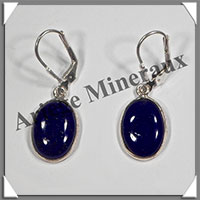 LAPIS LAZULI - Boucles d'Oreilles Argent - Ovale - Dormeuse Ferme - 15x10 mm - W013