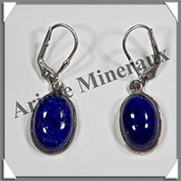 LAPIS LAZULI - Boucles d'Oreilles Argent - Ovale - Dormeuse Ferme - 15x10 mm - W014