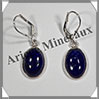 LAPIS LAZULI - Boucles d'Oreilles Argent - Ovale - Dormeuse Ferme - 14x9 mm - W015 Afghanistan