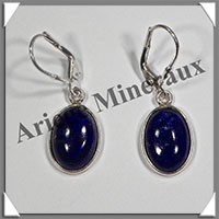 LAPIS LAZULI - Boucles d'Oreilles Argent - Ovale - Dormeuse Ferme - 14x9 mm - W015
