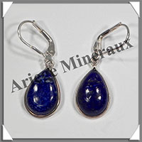 LAPIS LAZULI - Boucles d'Oreilles Argent - Goutte - Dormeuse Ferme - 15x10 mm - W016