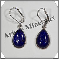 LAPIS LAZULI - Boucles d'Oreilles Argent - Goutte - Dormeuse Ferme - 10x10 mm - W017