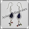 LAPIS LAZULI - Boucles d'Oreilles Argent - Fantaisie - Hameon - 40x6 mm - W018 Afghanistan