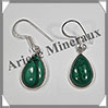 MALACHITE - Boucles d'Oreilles Argent - Goutte - Hameon - 15x10 mm - W004 Zare