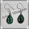 MALACHITE - Boucles d'Oreilles Argent - Goutte - Hameon - 15x10 mm - W005 Zare