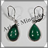 MALACHITE - Boucles d'Oreilles Argent - Goutte - Dormeuse Ferme - 15x10 mm - W009 Zare
