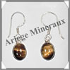 OEIL de TIGRE - Boucles d'Oreilles Argent - Ovale - Hameon - 10x8 mm - P001 Afrique du Sud