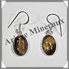 OEIL de TIGRE - Boucles d'Oreilles Argent - Ovale - Hameon - 15x10 mm - W002 Afrique du Sud