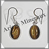 OEIL de TIGRE - Boucles d'Oreilles Argent - Ovale - Hameon - 15x10 mm - W005 Afrique du Sud