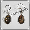 OEIL de TIGRE - Boucles d'Oreilles Argent - Goutte - Hameon - 15x10 mm - W006 Afrique du Sud