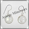 PIERRE de LUNE Bleue (Spectrolite) - Boucles d'Oreilles Argent - Rond - Hameon - Diamtre : 15 mm - W001 Brsil