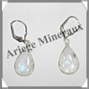 PIERRE de LUNE Bleue (Spectrolite) - Boucles d'Oreilles Argent - Goutte - Dormeuse Ferme - 18x10 mm - W002 Brsil