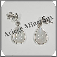 PIERRE de LUNE Bleue (Spectrolite) - Boucles d'Oreilles Argent - Goutte - Clou - 15x10 mm - W005