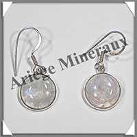 PIERRE de LUNE Bleue (Spectrolite) - Boucles d'Oreilles Argent - Rond - Hameon - Diamtre : 14 mm - W006