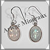 PIERRE de LUNE Bleue (Spectrolite) - Boucles d'Oreilles Argent - Ovale - Hameon - 15x10 mm - W007 Brsil