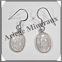 PIERRE de LUNE Bleue (Spectrolite) - Boucles d'Oreilles Argent - Ovale - Hameon - 15x10 mm - W008