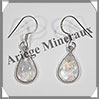 PIERRE de LUNE Bleue (Spectrolite) - Boucles d'Oreilles Argent - Goutte - Hameon - 15x10 mm - W009 Brsil