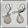 PIERRE de LUNE Bleue (Spectrolite) - Boucles d'Oreilles Argent - Goutte - Dormeuse Ferme - 15x10 mm - W011 Brsil