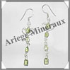 PERIDOT - Boucles d'Oreilles Argent - 4 Cabochons Facets (4 Etages) - Hameon - 50 mm - P004 USA