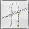 PERIDOT - Boucles d'Oreilles Argent - 4 Cabochons Facets (4 Etages) - Hameon - 50 mm - P005 USA