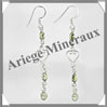 PERIDOT - Boucles d'Oreilles Argent - 3 Cabochons Facets (4 Etages) - Hameon - 55 mm - P006 USA