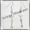 PERIDOT - Boucles d'Oreilles Argent - 3 Cabochons Facets (3 Etages) - Hameon - 50 mm - P007 USA