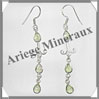 PERIDOT - Boucles d'Oreilles Argent - 3 Cabochons Facets (3 Etages) - Hameon - 50 mm - P009 USA