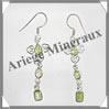 PERIDOT - Boucles d'Oreilles Argent - 3 Cabochons Facets (3 Etages) - Hameon - 45 mm - P010 USA
