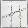 PERIDOT - Boucles d'Oreilles Argent - 5 Cabochons Facets (5 Etages) - Hameon - 65 mm - P011 USA