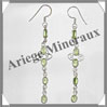 PERIDOT - Boucles d'Oreilles Argent - 5 Cabochons Facets (5 Etages) - Hameon - 65 mm - P012 USA