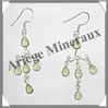 PERIDOT - Boucles d'Oreilles Argent - 5 Cabochons Facets (3 Etages) - Hameon - 50 mm - P013 USA