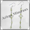 PERIDOT - Boucles d'Oreilles Argent - 5 Cabochons Facets (4 Etages) - Hameon - 60 mm - P015 USA