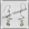 PERIDOT - Boucles d'Oreilles Argent - 1 Cabochon Facet (Zig-zag) - Hameon - 30 mm - P017 USA