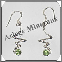 PERIDOT - Boucles d'Oreilles Argent - 1 Cabochon Facet (Zig-zag) - Hameon - 30 mm - P017