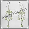 PERIDOT - Boucles d'Oreilles Argent - 8 Cabochons Facets (4 Etages) - Hameon - 45 mm - P019 USA