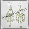 PERIDOT - Boucles d'Oreilles Argent - 16 Cabochons Facets (7 Etages) - Hameon - 70 mm - P020 USA