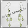 PERIDOT - Boucles d'Oreilles Argent - 5 Cabochons Facets (3 Etages) - Hameon - 50 mm - P027 USA