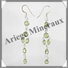 PERIDOT - Boucles d'Oreilles Argent - 5 Cabochons Facets (3 Etages) - Hameon - 55 mm - P029 USA