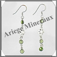 PERIDOT - Boucles d'Oreilles Argent - 3 Cabochons Facets (4 Etages) - Hameon - 45 mm - P034