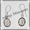 QUARTZ FUME - Boucles d'Oreilles Argent - Ovale Facet - Hameon - 15x10 mm - P002 Brsil