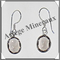QUARTZ FUME - Boucles d'Oreilles Argent - Ovale Facet - Hameon - 15x10 mm - P002