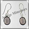 QUARTZ FUME - Boucles d'Oreilles Argent - Ovale Facet - Hameon - 15x10 mm - P003 Brsil