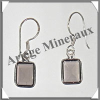 QUARTZ FUME - Boucles d'Oreilles Argent - Rectangle Facet - Hameon - 10x8 mm - P005