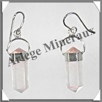 QUARTZ ROSE - Boucles d'Oreilles Argent - Pendant - Hameon - 30x10 mm - C001