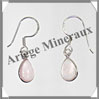 QUARTZ ROSE - Boucles d'Oreilles Argent - Goutte - Hameon - 10x8 mm - P001 Brsil