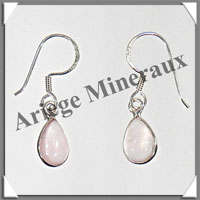 QUARTZ ROSE - Boucles d'Oreilles Argent - Goutte - Hameon - 10x8 mm - P001