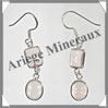 QUARTZ ROSE - Boucles d'Oreilles Argent - 2 Cabochons (2 Etages) - Hameon - 30 mm - P007 Brsil