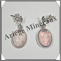 QUARTZ ROSE- Boucles d'Oreilles Argent - Ovale - Clou - 15x10 mm - W002